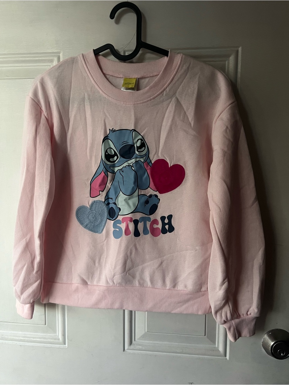 Disney Pink Stitch Sweatshirt with Heart Motifs